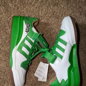 Adidas Green and White Sneakers with Brown Accents